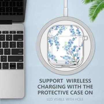 Wonjury Cute Floral AirPods 1/2 Case Cover with Keychain