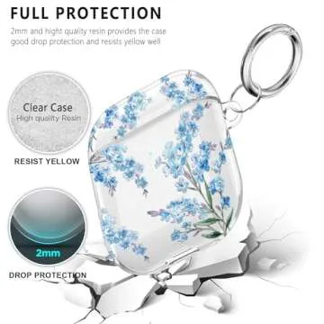 Wonjury Cute Floral AirPods 1/2 Case Cover with Keychain