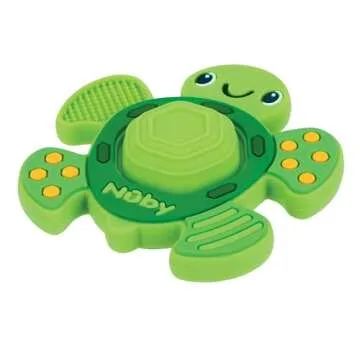 Nuby Teethe N' Pop Sensory Play Teether - Baby Teething Toy - 3+ Months - Turtle