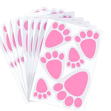 KUUQA 12 Sheet 72PCS Easter Bunny Feet Print Floor Clings for Festive Decorations (Mixed Size)