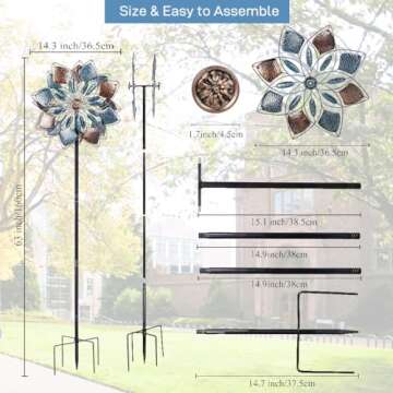 VEWOSTAR Wind Spinners Outdoor Metal 14.3” Wind Spinners for Yard and Garden Vintage Wind Spinner ...