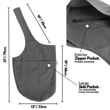Yogiii Yoga Mat Bag | The ORIGINAL YogiiiTote Yoga Bag | Sling Yoga Tote w/Large Side Pocket & Zipper Pocket | Yoga Mat Carrier Fits Most Size Mats (Ash Gray)