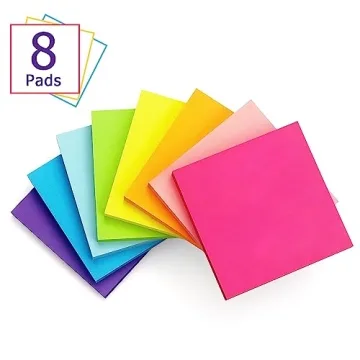 Bright 3x3 Eastern Wolf Sticky Notes - 8 Colorful Pads