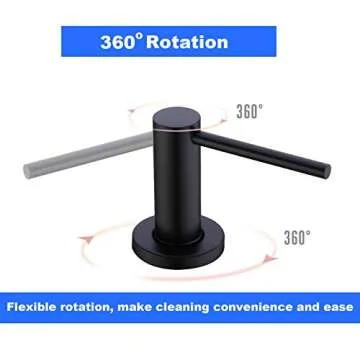 TUTEW Built in Sink Soap Dispenser, Kitchen Sink Soap Dispenser, Lotion Dispenser for Kitchen Sink, Matte Black Stainless Steel Pump Head,Sink Soap Dispenser with 17OZ Bottle