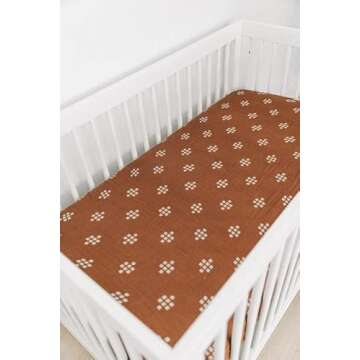 Chestnut Textile Muslin Crib Sheet by Mebie Baby - Stylish & Soft Bedding for All Babies
