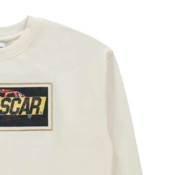 NASCAR Vintage Daytona 500 Sweatshirt Racing Mens Embroidered Chenille Crewneck Sweatshirt (Ivory, X-Large)