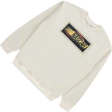 NASCAR Vintage Daytona 500 Sweatshirt Racing Mens Embroidered Chenille Crewneck Sweatshirt (Ivory, X-Large)