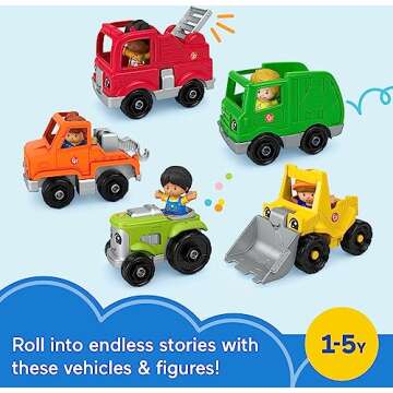 Fisher-Price Little People Toddler Playset Activity Vehicles Set with 10 Toys for Preschool Pretend ...