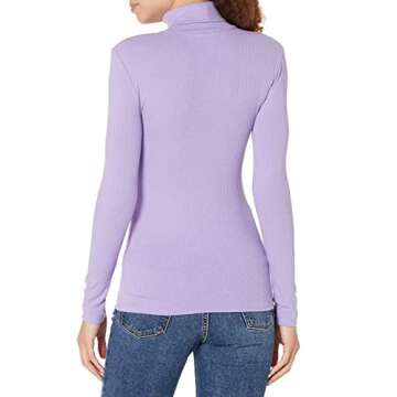 Amazon Essentials Women's Slim-Fit Layering Long Sleeve Knit Rib Turtleneck Top (Available in Plus Size), Pack of 2, White/Purple, Medium