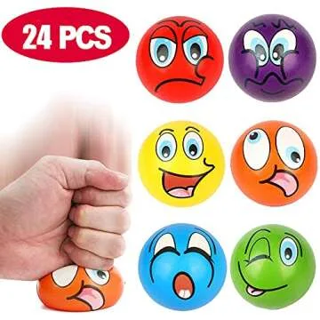 24 Pack Mini Soft Foam Stress Balls for All Ages