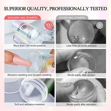 Saviland French Tip Nail Stamp Kit with Gold Jelly Stampers