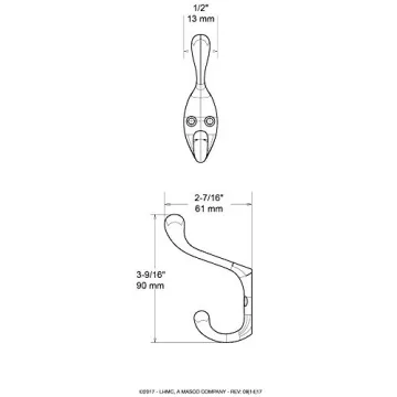 Heavy Duty Coat and Hat Hook in Polished Brass
