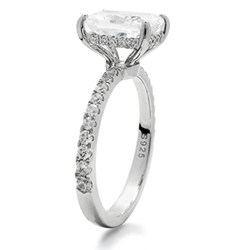 Bo.Dream Radiant Cut 2 Carat Cubic Zirconia Engagement Rings for Women Platinum Plated Sterling Silver Size 4.5