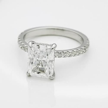 Bo.Dream Radiant Cut 2 Carat Cubic Zirconia Engagement Rings for Women Platinum Plated Sterling Silver Size 4.5