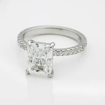 Bo.Dream Radiant Cut 2 Carat Cubic Zirconia Engagement Rings for Women Platinum Plated Sterling Silver Size 4.5