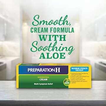Preparation H Hemorrhoid Symptom Treatment Cream (0.9 Ounce Tube), Maximum Strength Multi-Symptom Pa...