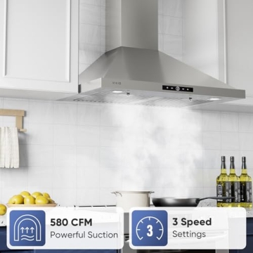 VIKIO HOME Wall Mount Range Hood with 580 CFM Performance