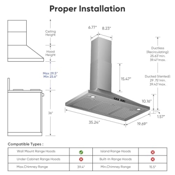 VIKIO HOME Wall Mount Range Hood with 580 CFM Performance