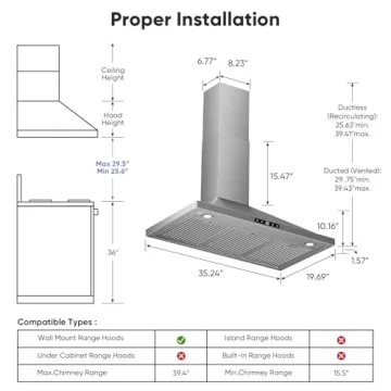 VIKIO HOME Wall Mount Range Hood with 580 CFM Performance