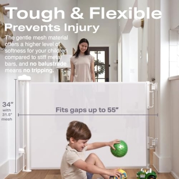 Cumbor 55" Retractable Baby Gate for Pets and Toddlers