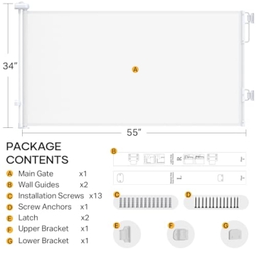 Cumbor 55" Retractable Baby Gate for Pets and Toddlers