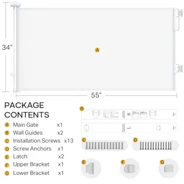 Cumbor 55" Retractable Baby Gate for Pets and Toddlers