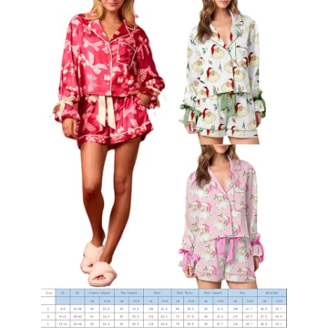 Cute Christmas Pajamas for Women Long Sleeve Bow Shorts Set