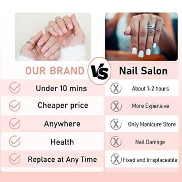 Short Press on Nails Pink, Glossy Acrylic Fake Nails Natural, 24pcs False Nails with Designs, Glue on Nails for Women Art Kit