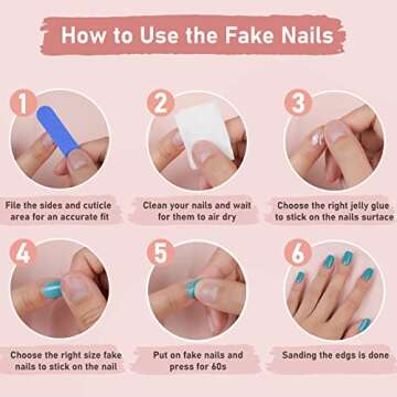 Short Press on Nails Pink, Glossy Acrylic Fake Nails Natural, 24pcs False Nails with Designs, Glue on Nails for Women Art Kit