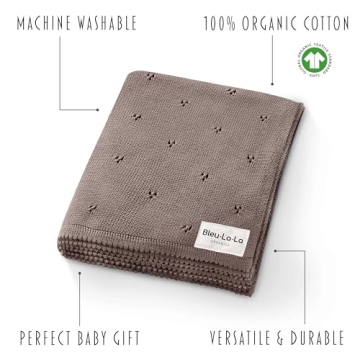 Bleu La La Organic Pointelle Swaddle Blanket for Babies
