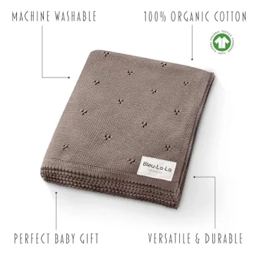 Bleu La La Organic Pointelle Swaddle Blanket for Babies
