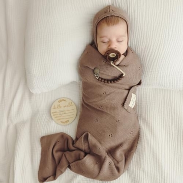 Bleu La La Organic Pointelle Swaddle Blanket for Babies