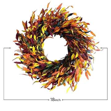 Bibelot Fall Leaf Wreath, 20’’ Autumn Front Door Wreath, Harvest Wreath with Leaves, Fall Decorations for Indoor Outside Wall Window Festival Thanksgiving Fall Autumn Decor