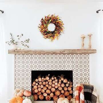 Bibelot Fall Leaf Wreath, 20’’ Autumn Front Door Wreath, Harvest Wreath with Leaves, Fall Decorations for Indoor Outside Wall Window Festival Thanksgiving Fall Autumn Decor