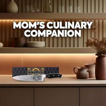 CUTLINX Birthday Gift BEST MOM - Premium Chef Knife Gift - 8 in. Stainless Carbon Steel Kitchen Knive w/Pakka Wood Handle - Mother's Day, Christmas, Anniversary, Housewarming, Holiday Gifts