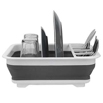 Ahyuan Collapsible Dish Drying Rack Portable Dinnerware Drainer Organizer for Kitchen RV Campers Tra...