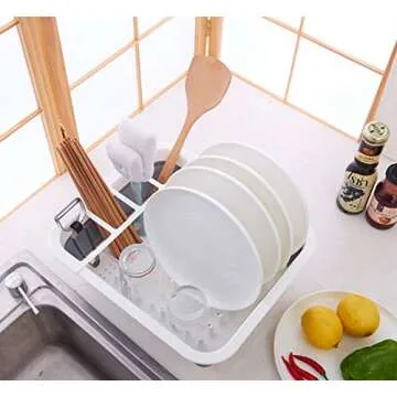 Ahyuan Collapsible Dish Drying Rack Portable Dinnerware Drainer Organizer for Kitchen RV Campers Travel Trailers Space Saving Kitchen Storage Rack Tray (Normal)