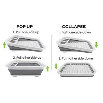 Ahyuan Collapsible Dish Drying Rack Portable Dinnerware Drainer Organizer for Kitchen RV Campers Travel Trailers Space Saving Kitchen Storage Rack Tray (Normal)