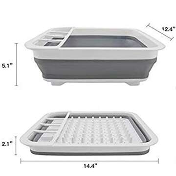 Ahyuan Collapsible Dish Drying Rack Portable Dinnerware Drainer Organizer for Kitchen RV Campers Travel Trailers Space Saving Kitchen Storage Rack Tray (Normal)