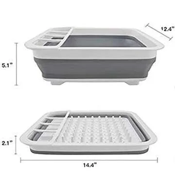 Ahyuan Collapsible Dish Drying Rack Portable Dinnerware Drainer Organizer for Kitchen RV Campers Travel Trailers Space Saving Kitchen Storage Rack Tray (Normal)