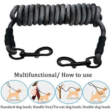 MayPaw 8FT/10FT Dog Tie Out/Check Cord, Heavy Duty Nylon Rope Training Leash, 3/8-Inch Thick Dog Tether for Strong Small Medium Large Dogs Indoor or Outdoor Walking, Camping, Hiking, Playing