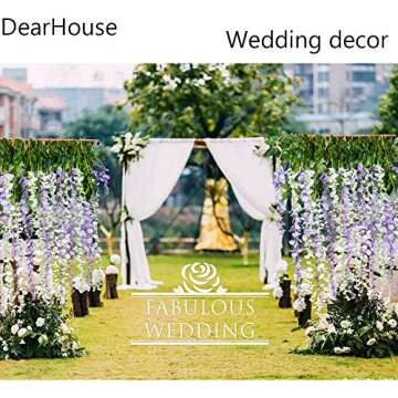 DearHouse 12 Pack 3.6 Feet Artificial Fake Wisteria Vine Ratta Hanging Garland Silk Flowers String Home Party Wedding Decor (Purple 2)