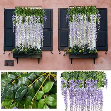 DearHouse 12 Pack 3.6 Feet Artificial Fake Wisteria Vine Ratta Hanging Garland Silk Flowers String Home Party Wedding Decor (Purple 2)