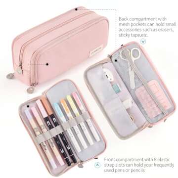 CICIMELON Large Capacity Pencil Case 3 Compartment Pouch Pen Bag for School Teen Girl Boy Men Women ...