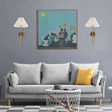 aokinround Plug in Dimmable Wall Sconces Set of Two, White Fabric Shade Wall Lamp with 6ft Hardwire in Cord, Indoor Wall Light for Bedroom Living Room Hallway Fixture, Antique Brass Lights.