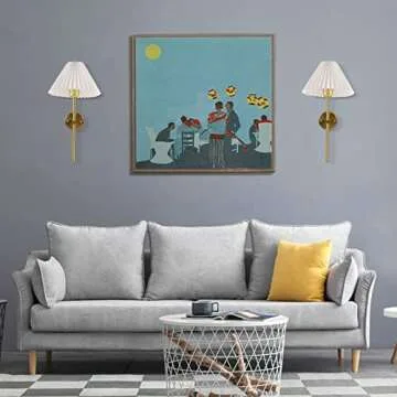 aokinround Plug in Dimmable Wall Sconces Set of Two, White Fabric Shade Wall Lamp with 6ft Hardwire in Cord, Indoor Wall Light for Bedroom Living Room Hallway Fixture, Antique Brass Lights.