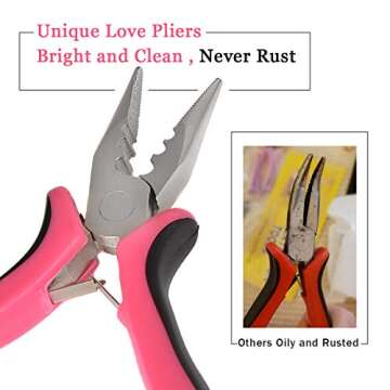 Microlinks Hair Extensions Kit Tool with 4 in 1 Metal Loop Threader Needle, Hair Extension Plier, 6 Colors of 3mm Silicone Microlink Beads for Hair Extension