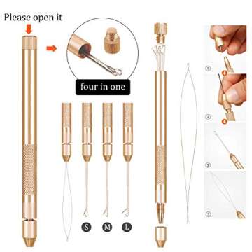 Microlinks Hair Extensions Kit Tool with 4 in 1 Metal Loop Threader Needle, Hair Extension Plier, 6 Colors of 3mm Silicone Microlink Beads for Hair Extension