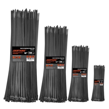 Zip Ties Assorted Size,8+12+14+18 Inch Double Sided Toothed,100 LBS Tensile Strength Heavy Duty Cabl...