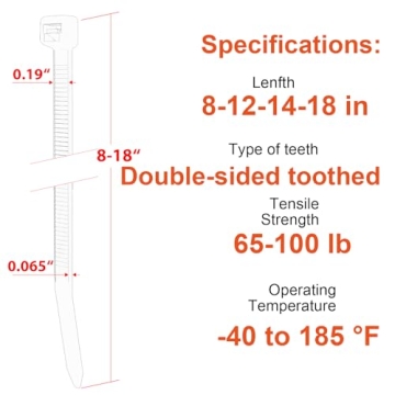 JIANYANG 400 Pack Heavy Duty Zip Ties with 100 lbs Strength